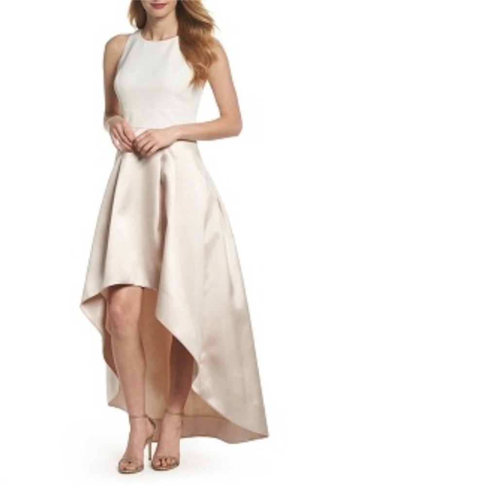 Eliza J Hi-Low Formal Gown‎ in Cream and White Size 10 NWT